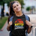 Grenelefe Florida Palm Tree Sunset Women's Cotton T-Shirt additional product view 2
