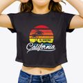 El Centro California Palm Tree Sunset Women's Crop Top additional product view 3