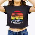 Manning South Carolina Palm Tree Sunset Women's Crop Top additional view 3