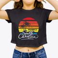 Mcconnells South Carolina Palm Tree Sunset Women's Crop Top additional view 3