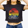 Mount Pleasant South Carolina Palm Tree Sunset Women's Crop Top additional view 3