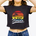 Belleair Florida Palm Tree Sunset Women's Crop Top additional view 3
