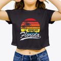 Grenelefe Florida Palm Tree Sunset Women's Crop Top additional product view 3