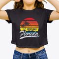 Westlake Florida Palm Tree Sunset Women's Crop Top additional view 3
