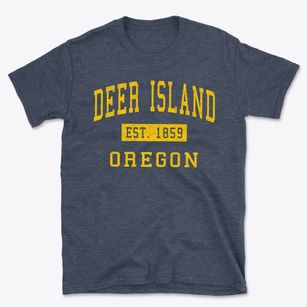 Deer Island Oregon Classic Established Basic T-Shirt