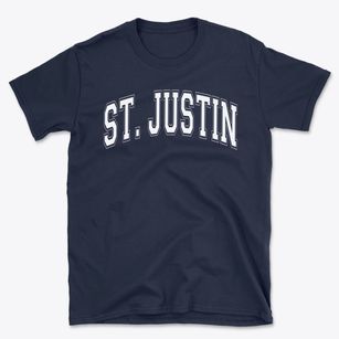 St Justin Parish Varsity Arch Basic T-Shirt