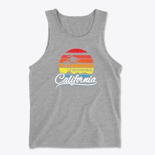 Los Altos Hills California Palm Tree Sunset Men's Cotton Tank