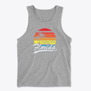 Sea Ranch Lakes Florida Palm Tree Sunset Men's Cotton Tank