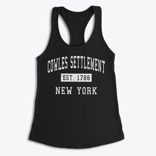 Cowles Settlement New York Classic Established Women's Racerback Tank