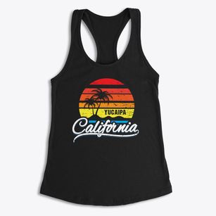 Yucaipa California Palm Tree Sunset Women's Racerback Tank