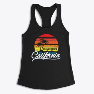 San Luis Obispo California Palm Tree Sunset Women's Racerback Tank