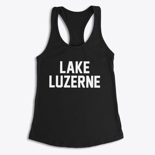 Lake Luzerne New York Classic Block Women's Racerback Tank