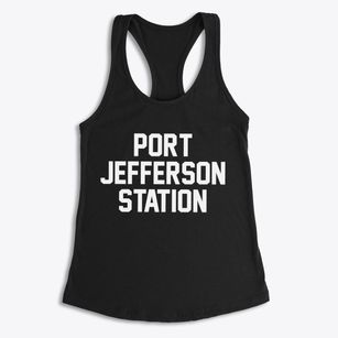 Port Jefferson Station New York Classic Block Women's Racerback Tank