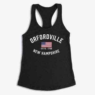 Orfordville New Hampshire Patriot Women's Racerback Tank