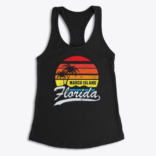 Marco Island Florida Palm Tree Sunset Women's Racerback Tank
