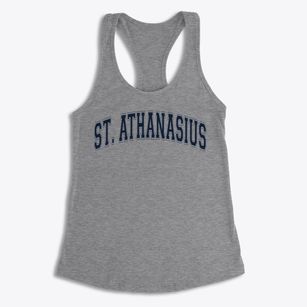 St Athanasius Parish Varsity Arch Women's Racerback Tank