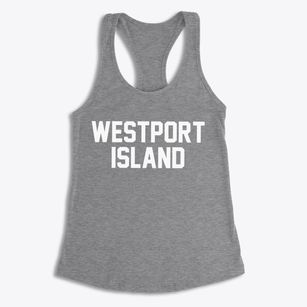 Westport Island Maine Classic Block Women's Racerback Tank