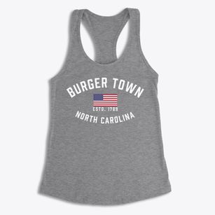Burger Town North Carolina Patriot Women's Racerback Tank