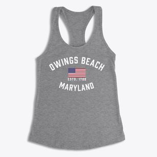Owings Beach Maryland Patriot Women's Racerback Tank