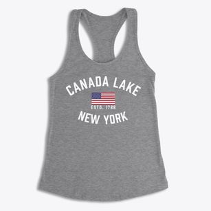 Canada Lake New York Patriot Women's Racerback Tank