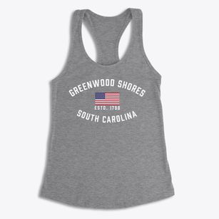Greenwood Shores South Carolina Patriot Women's Racerback Tank