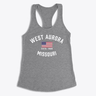 West Aurora Missouri Patriot Women's Racerback Tank
