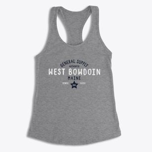 West Bowdoin Maine General Supply Women's Racerback Tank