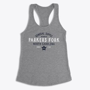 Parkers Fork North Carolina General Supply Women's Racerback Tank