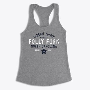 Folly Fork North Carolina General Supply Women's Racerback Tank