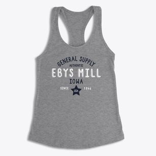 Ebys Mill Iowa General Supply Women's Racerback Tank