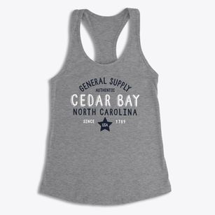 Cedar Bay North Carolina General Supply Women's Racerback Tank