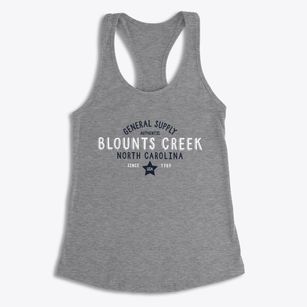 Blounts Creek North Carolina General Supply Women's Racerback Tank
