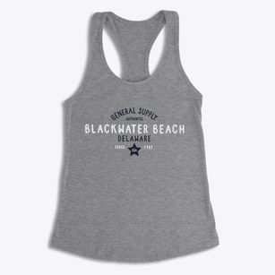 Blackwater Beach Delaware General Supply Women's Racerback Tank