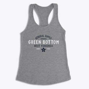 Green Bottom West Virginia General Supply Women's Racerback Tank