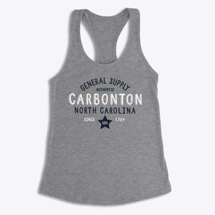 Carbonton North Carolina General Supply Women's Racerback Tank