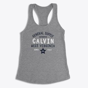 Calvin West Virginia General Supply Women's Racerback Tank