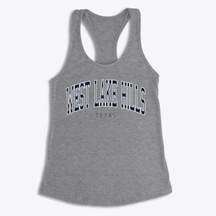 West Lake Hills Texas Traditional Women's Racerback Tank