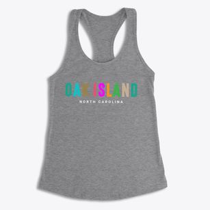 Oak Island North Carolina Color Pop Women's Racerback Tank