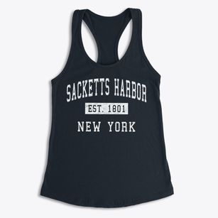 Sacketts Harbor New York Classic Established Women's Racerback Tank