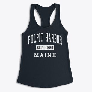 Pulpit Harbor Maine Classic Established Women's Racerback Tank