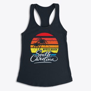 Myrtle Beach South Carolina Palm Tree Sunset Women's Racerback Tank