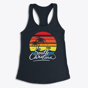 York South Carolina Palm Tree Sunset Women's Racerback Tank