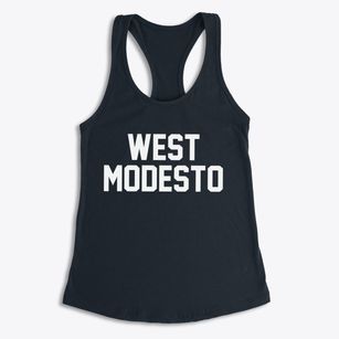 West Modesto California Classic Block Women's Racerback Tank