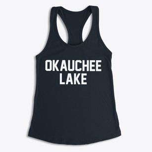 Okauchee Lake Wisconsin Classic Block Women's Racerback Tank