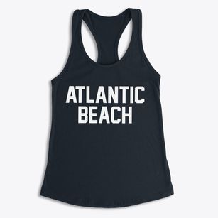 Atlantic Beach North Carolina Classic Block Women's Racerback Tank