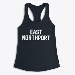 East Northport New York Classic Block Women's Racerback Tank
