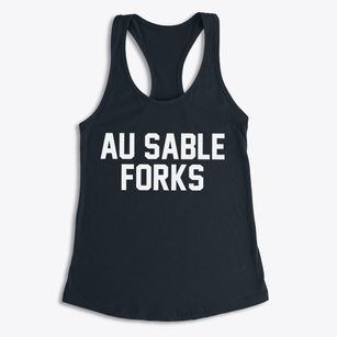 Au Sable Forks New York Classic Block Women's Racerback Tank