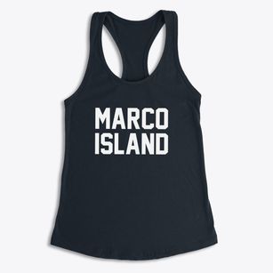 Marco Island Florida Classic Block Women's Racerback Tank