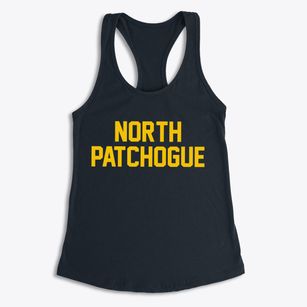North Patchogue New York Classic Block Women's Racerback Tank