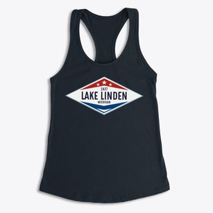 Lake Linden Michigan Diamond Star Women's Racerback Tank